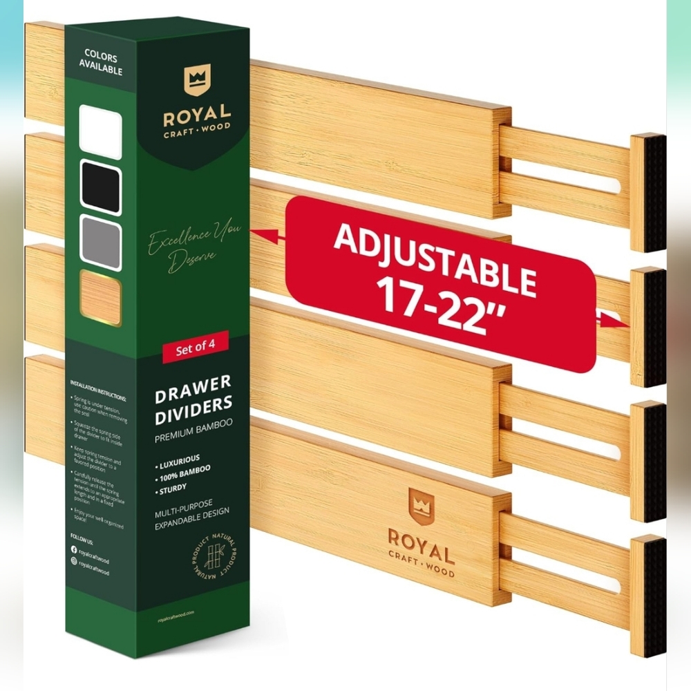 4 Bamboo drawer dividers